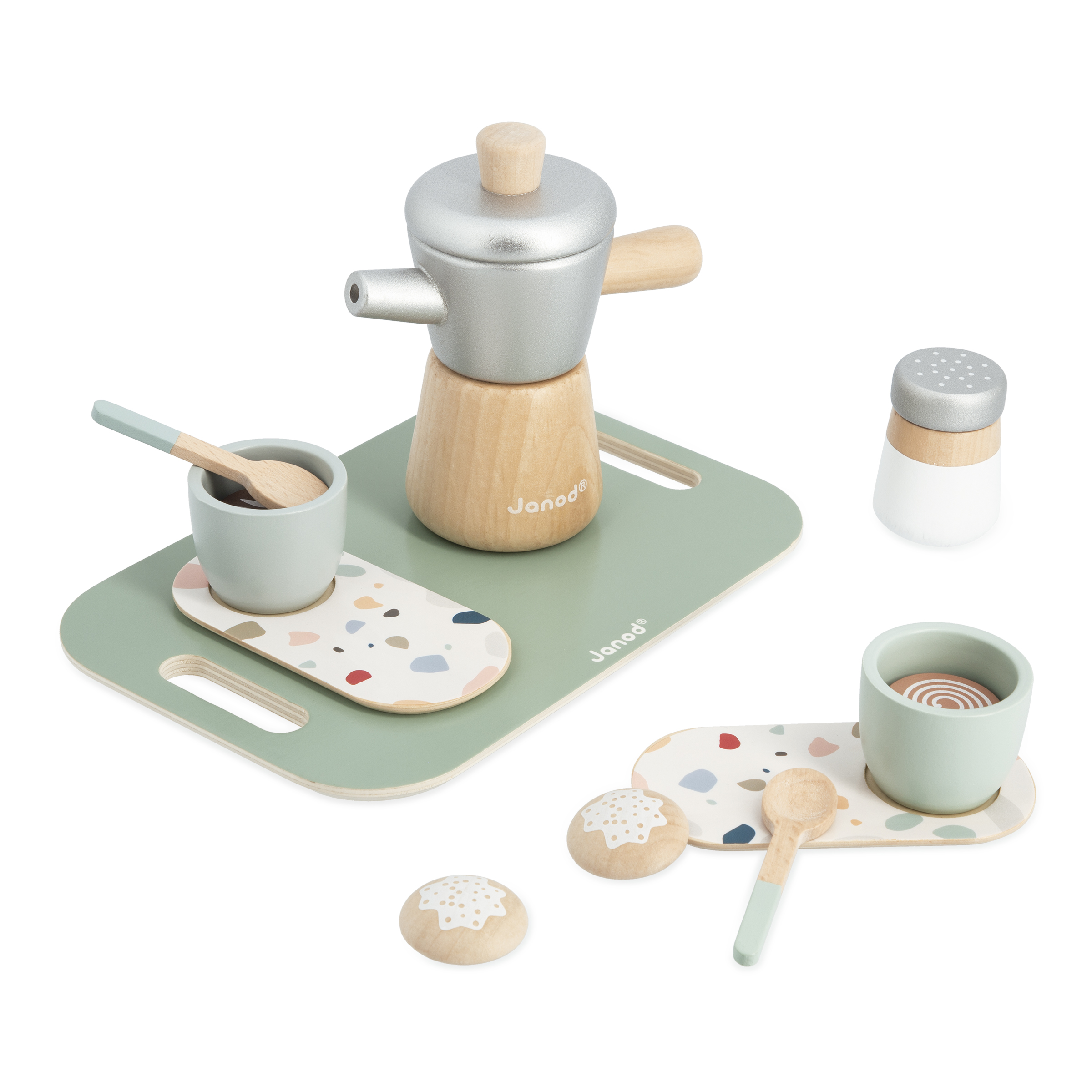 Set Caffettiera Giocattolo Moka Per Bambini - Con Tazzine, Piattini E Cucchiaini - Gioco Di Ruolo Made In Italy (Colori Assortiti)