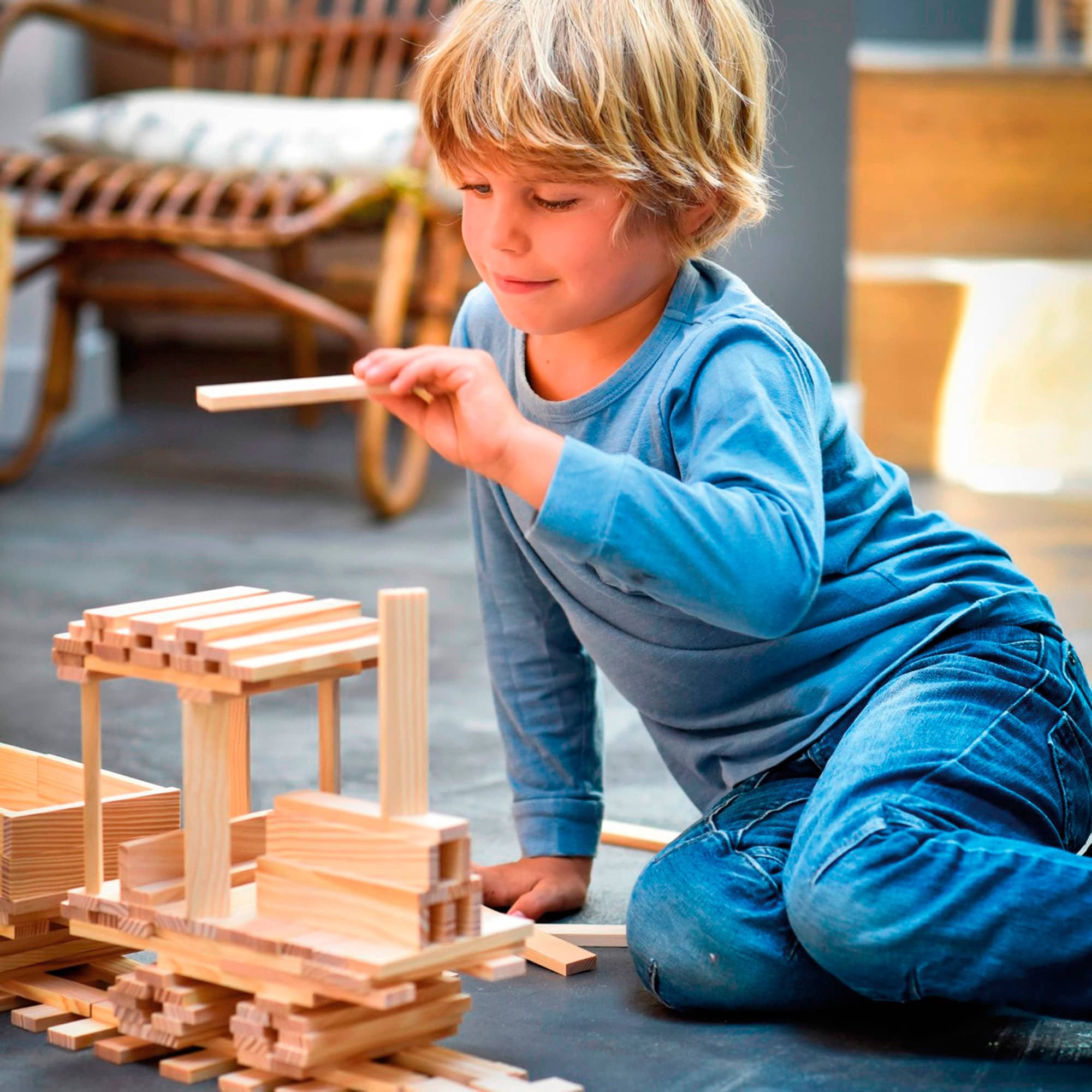 Costruzioni in legno Kapla 100 pezzi, Puzzle e rompicapo, Solitari, Giochi per Bambini e Ragazzi